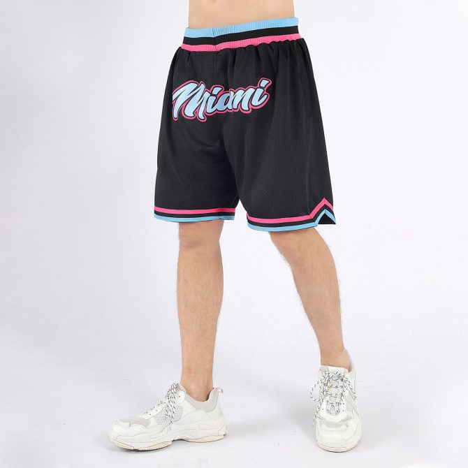 Custom Black Light Blue-Pink Authentic Throwback Basketball Shorts