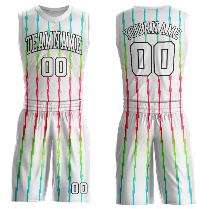 Custom White White-Red Round Neck Sublimation Basketball Suit Jersey