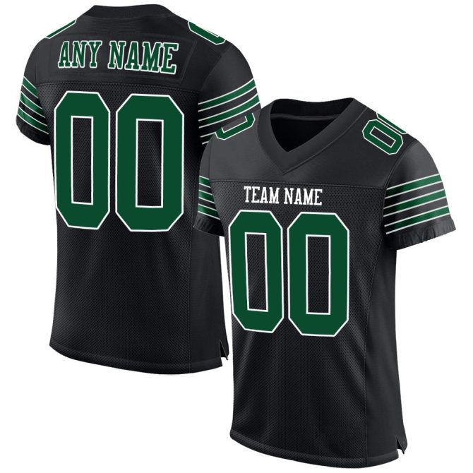 Custom Black Gotham Green-White Mesh Authentic Football Jersey