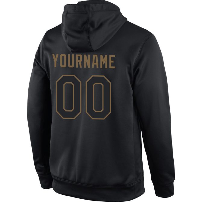 Custom Stitched Black Black-Old Gold Sports Pullover Sweatshirt Hoodie