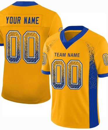 Custom Gold Royal-White Mesh Drift Fashion Football Jersey