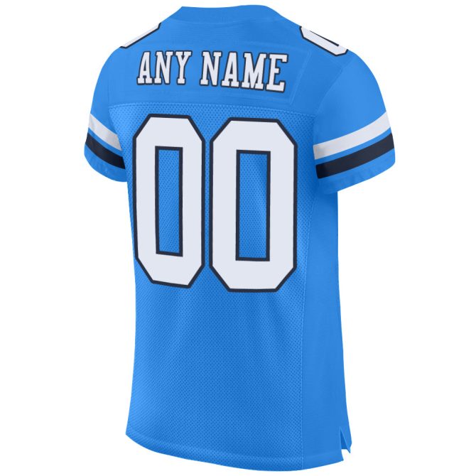 Custom Powder Blue White-Navy Mesh Authentic Football Jersey