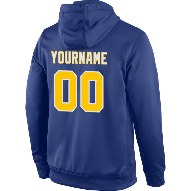 Custom Stitched Royal Gold-White Sports Pullover Sweatshirt Hoodie